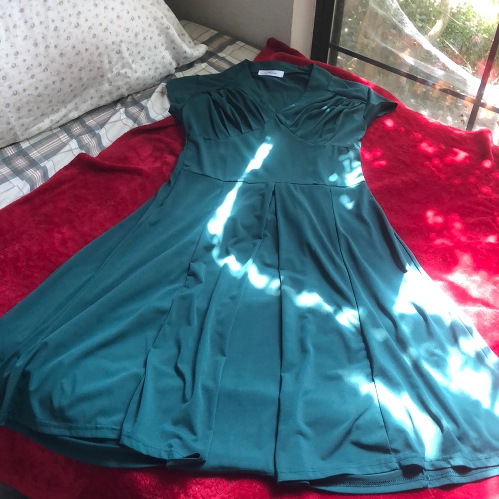 Emerald vintage style drop waist dress